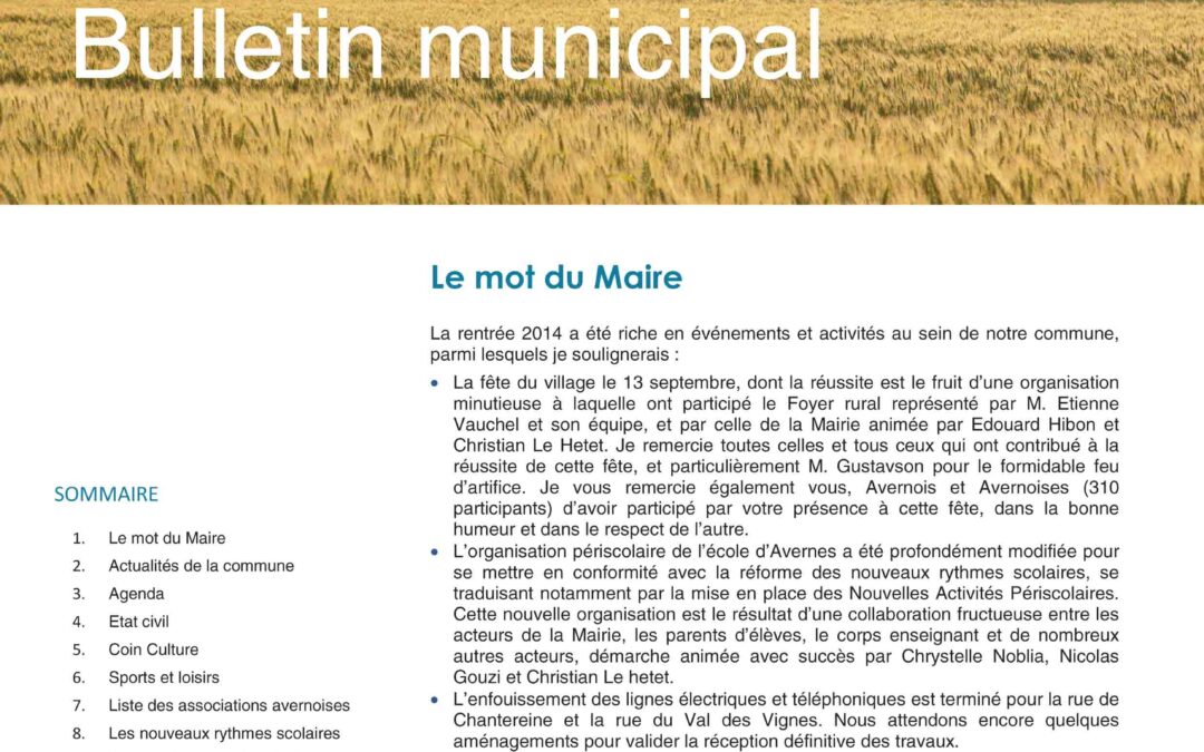 Bulletin municipal – Octobre 2014