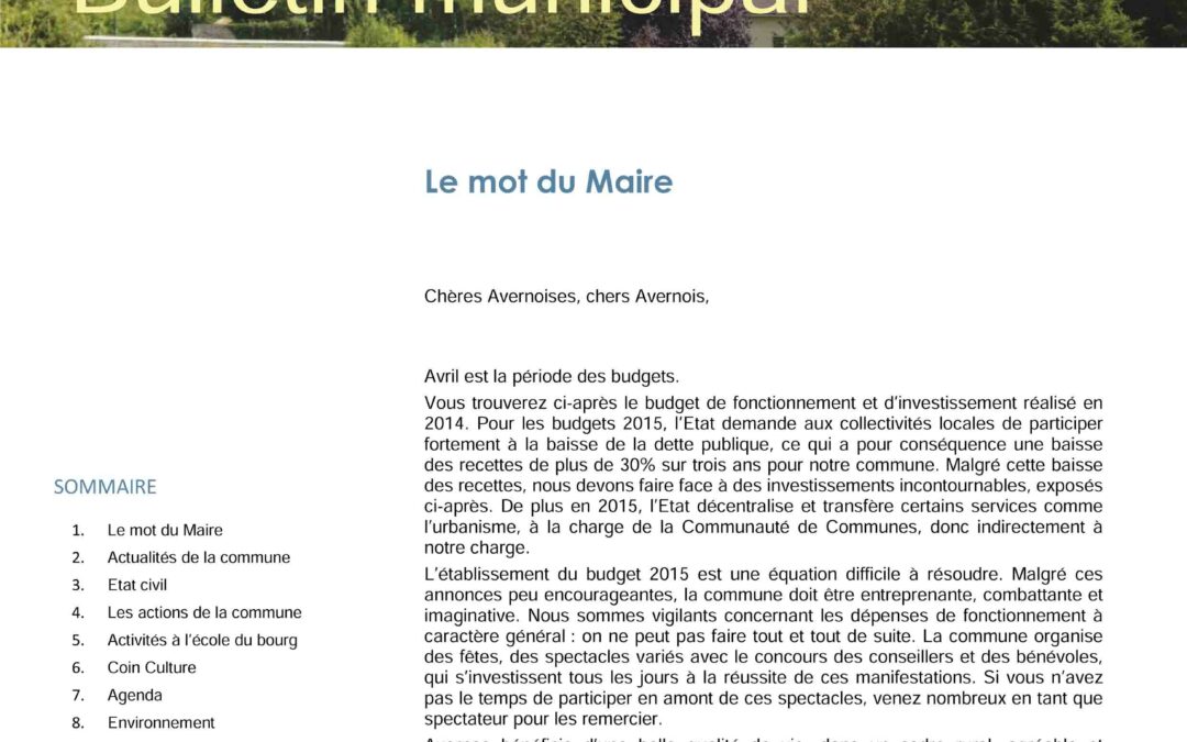 Bulletin municipal – Avril 2015