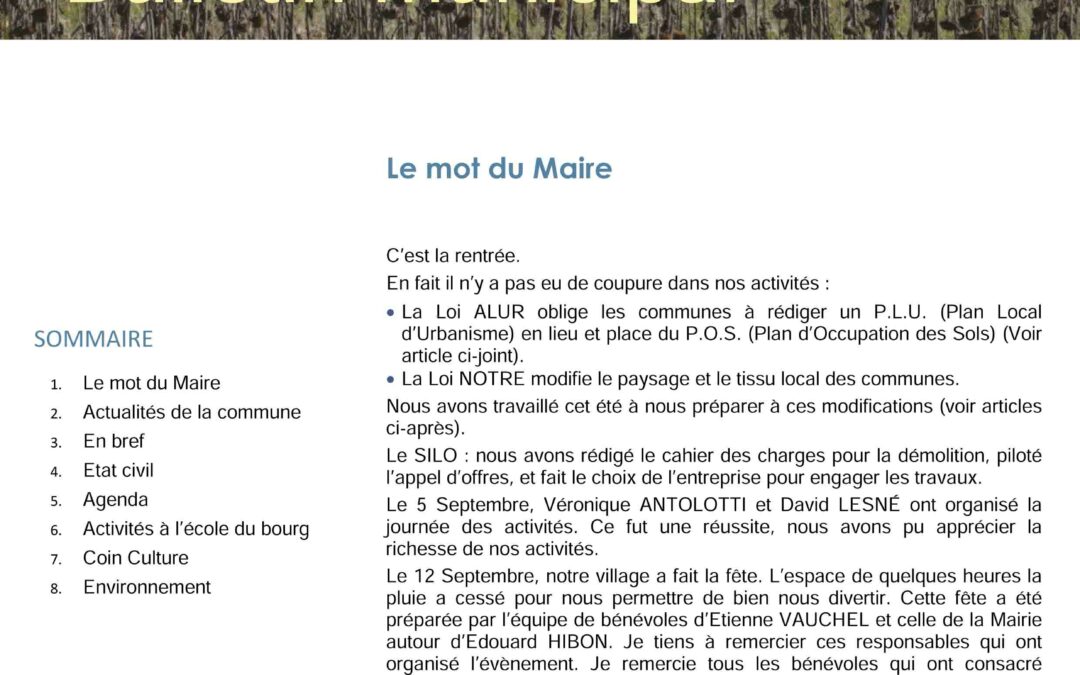 Bulletin municipal – Octobre 2015