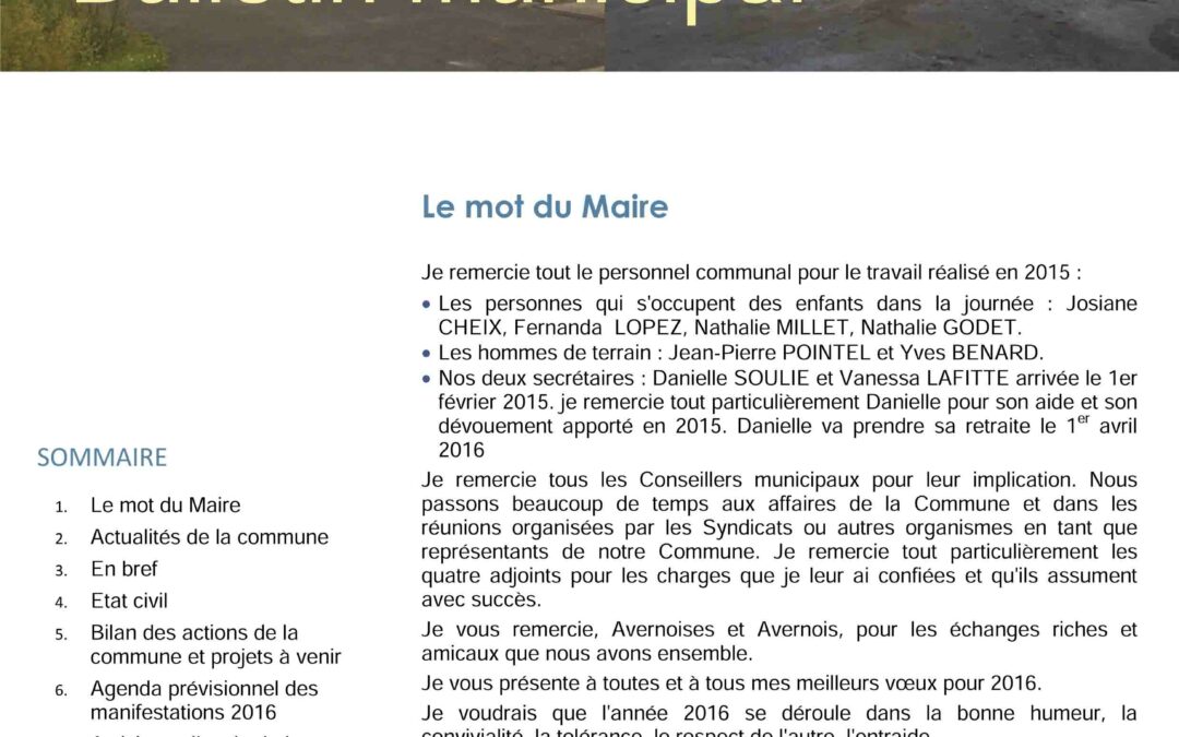Bulletin municipal – Janvier 2016