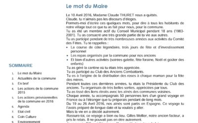 Bulletin municipal – Avril 2016