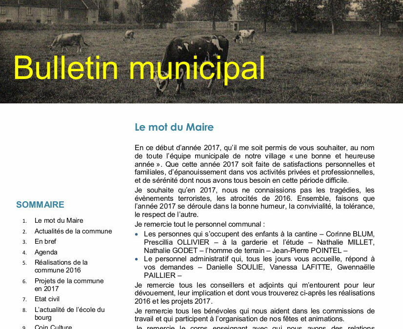 Bulletin municipal – Janvier 2017