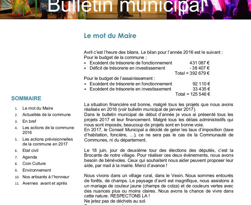 Bulletin municipal – Avril 2017