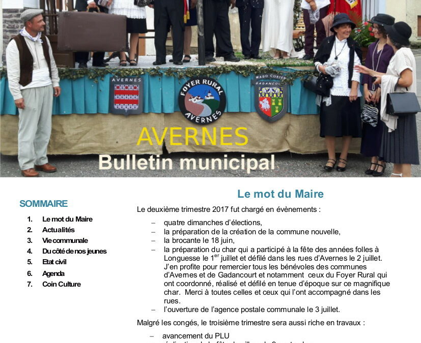 Bulletin municipal – Juillet 2017