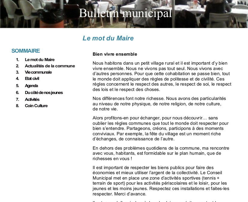 Bulletin municipal – Octobre 2017