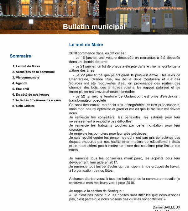 Bulletin municipal – Février 2018