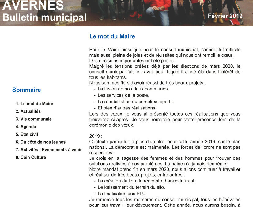 Bulletin municipal – Février 2019
