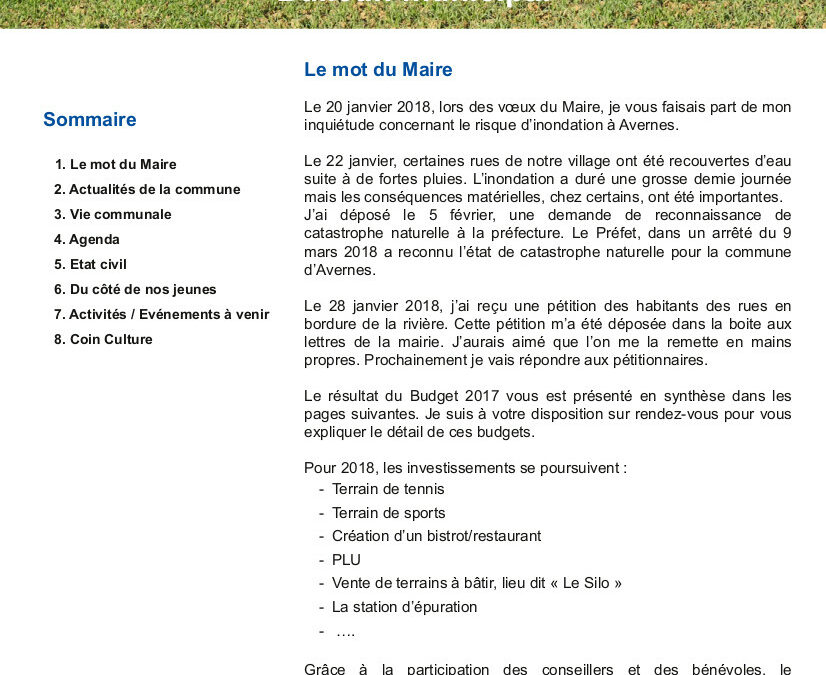 Bulletin municipal – Mai 2018
